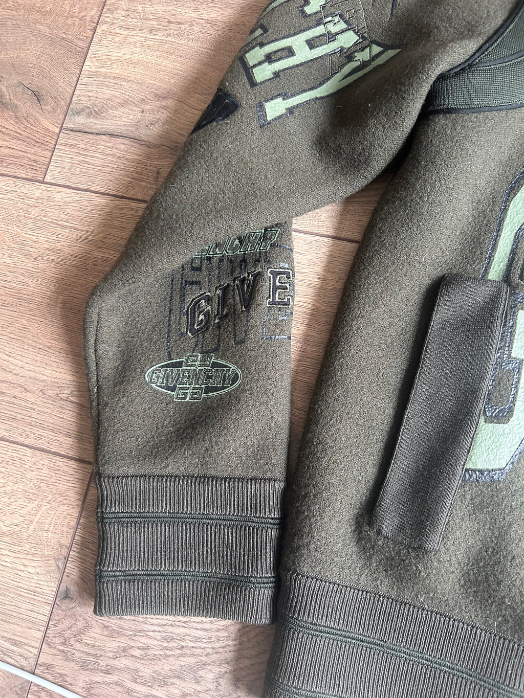 Hooded Givenchy Varsity Jacket - Military Green
