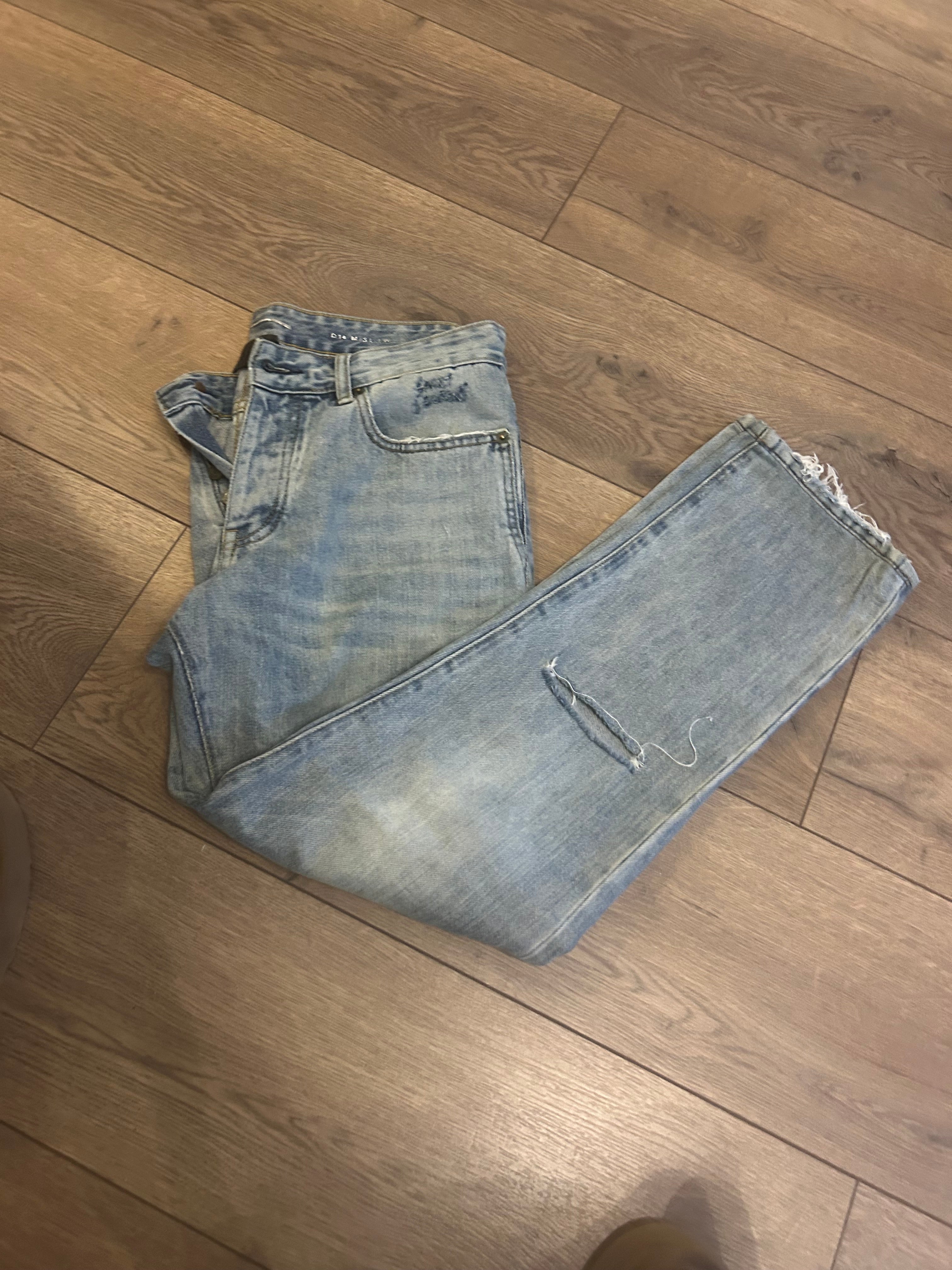 Saint Laurent Light Blue Stone washed Distressed Denim Jeans - RRP £470