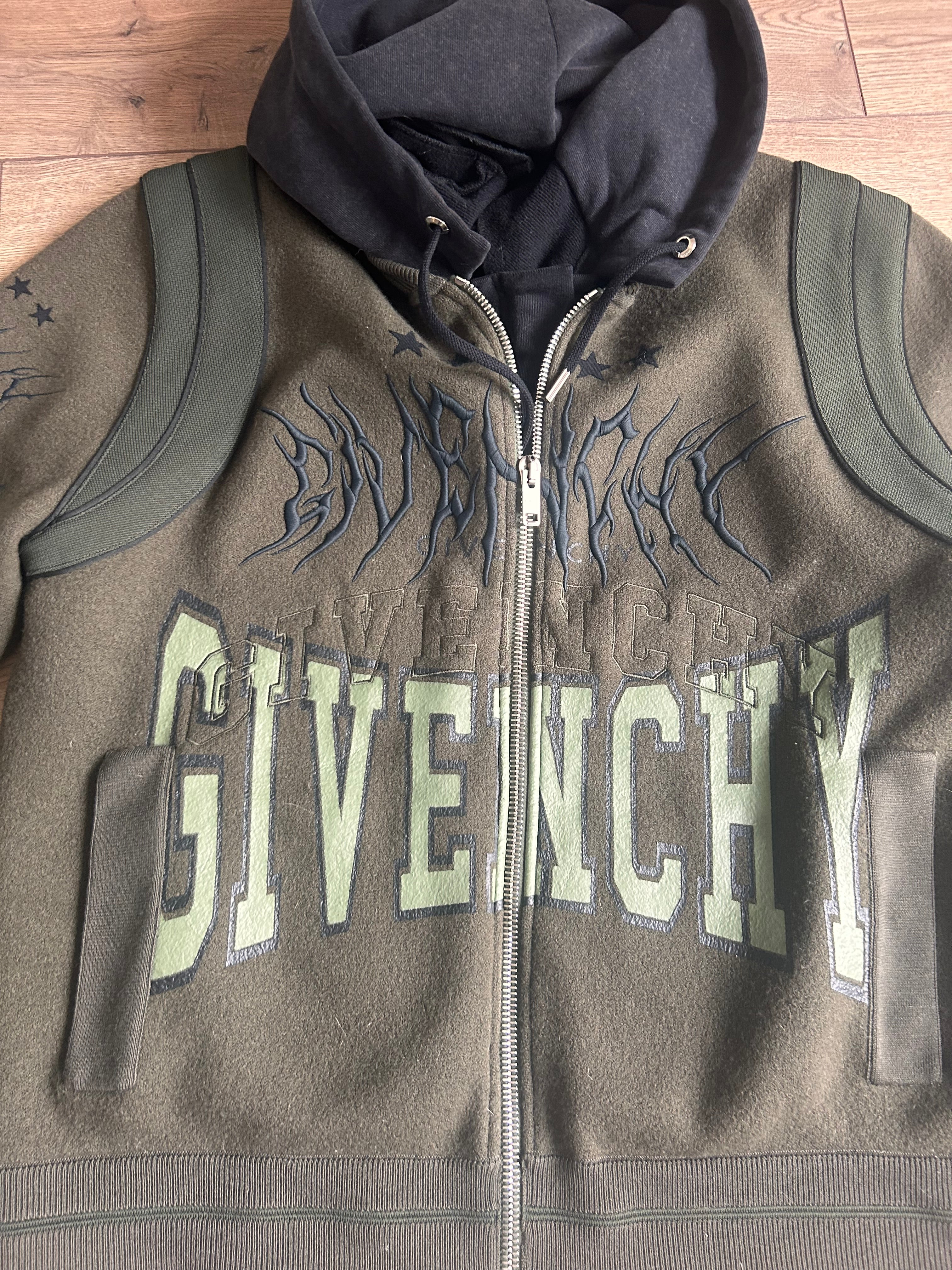 Hooded Givenchy Varsity Jacket - Military Green