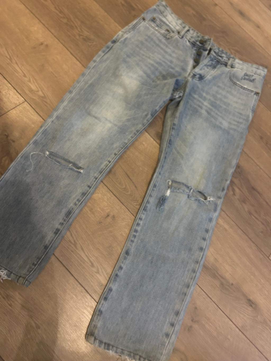 Saint Laurent Light Blue Stone washed Distressed Denim Jeans - RRP £470