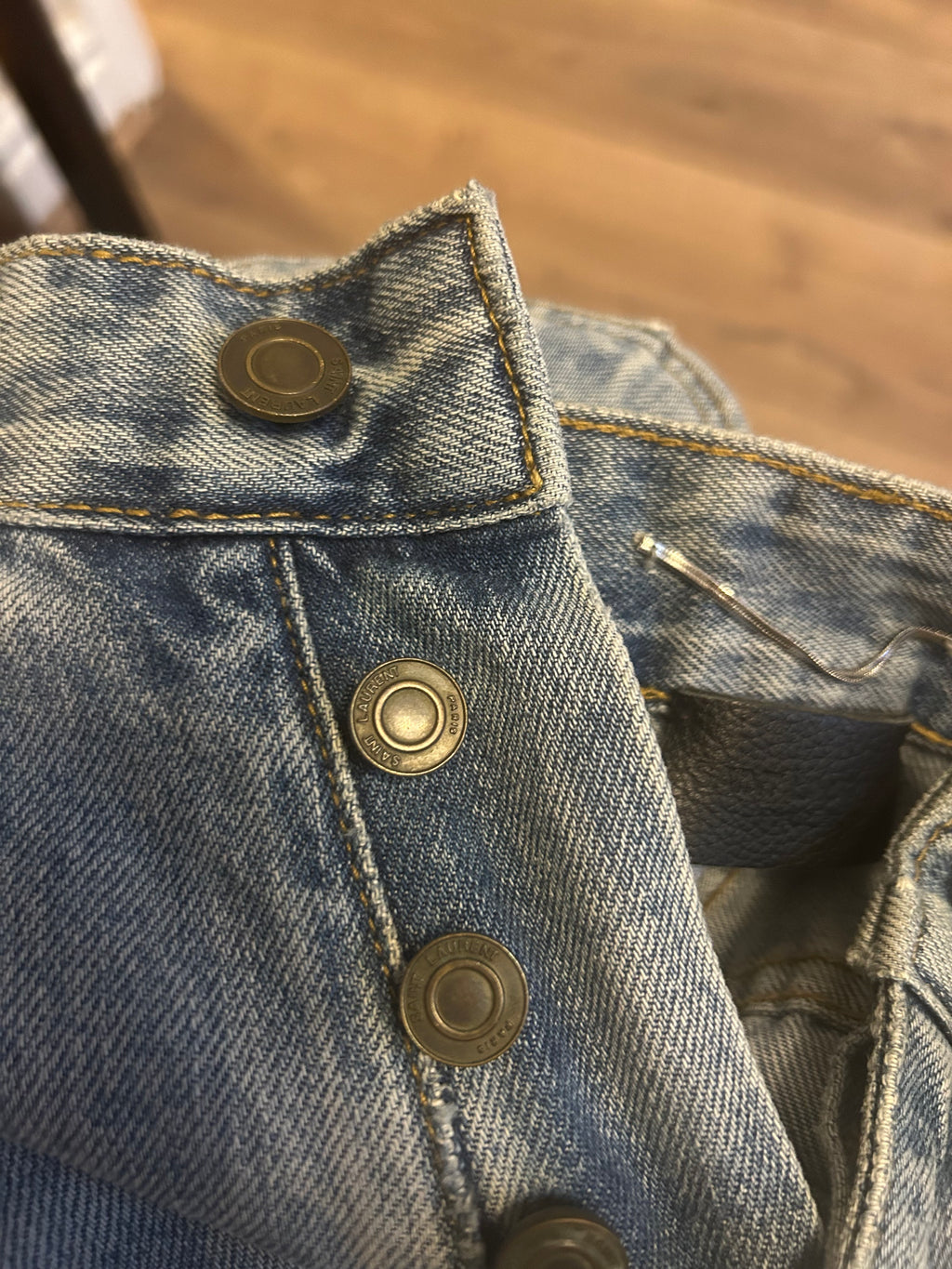 Saint Laurent Light Blue Stone washed Distressed Denim Jeans - RRP £470