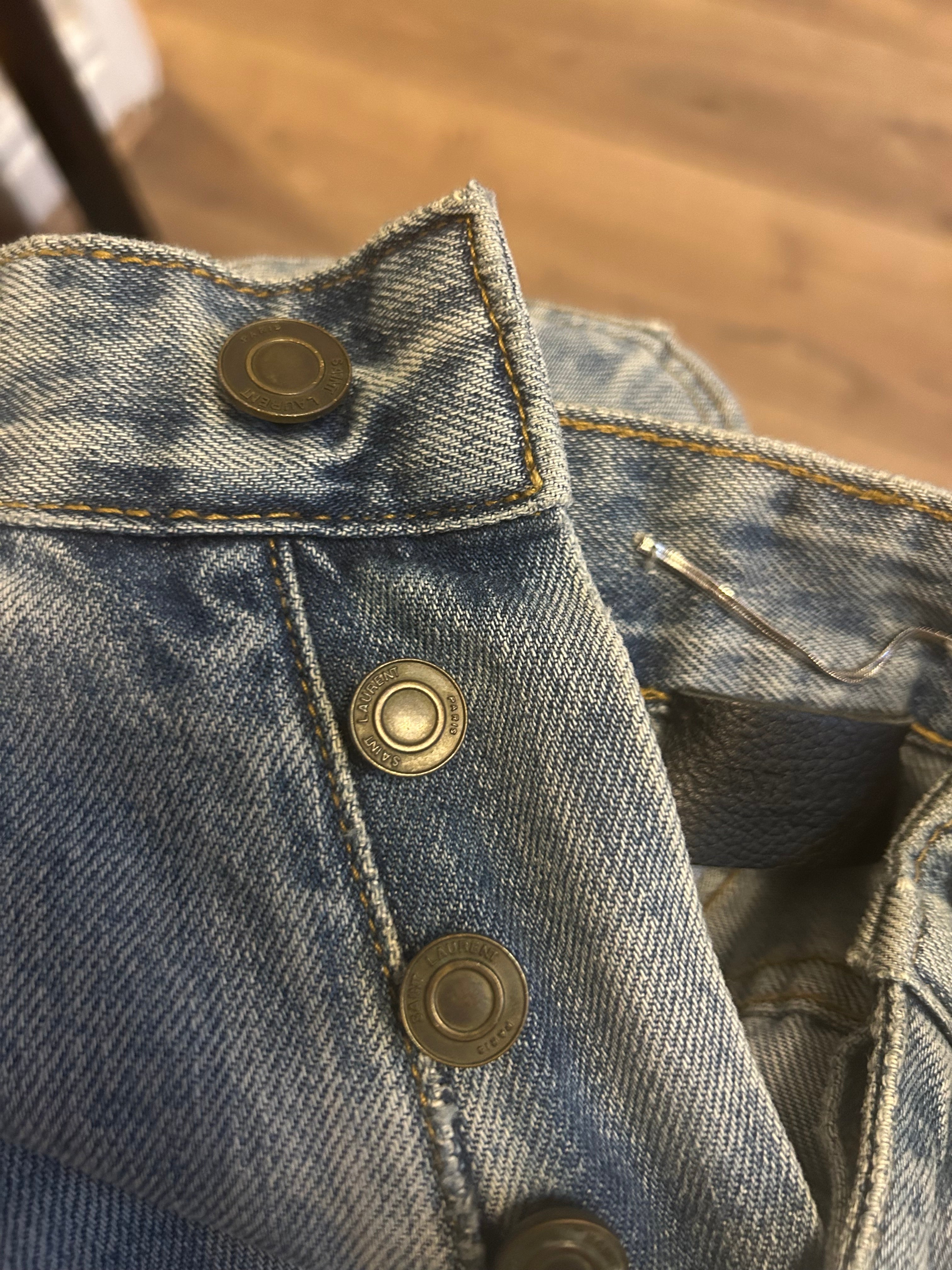 Saint Laurent Light Blue Stone washed Distressed Denim Jeans - RRP £470
