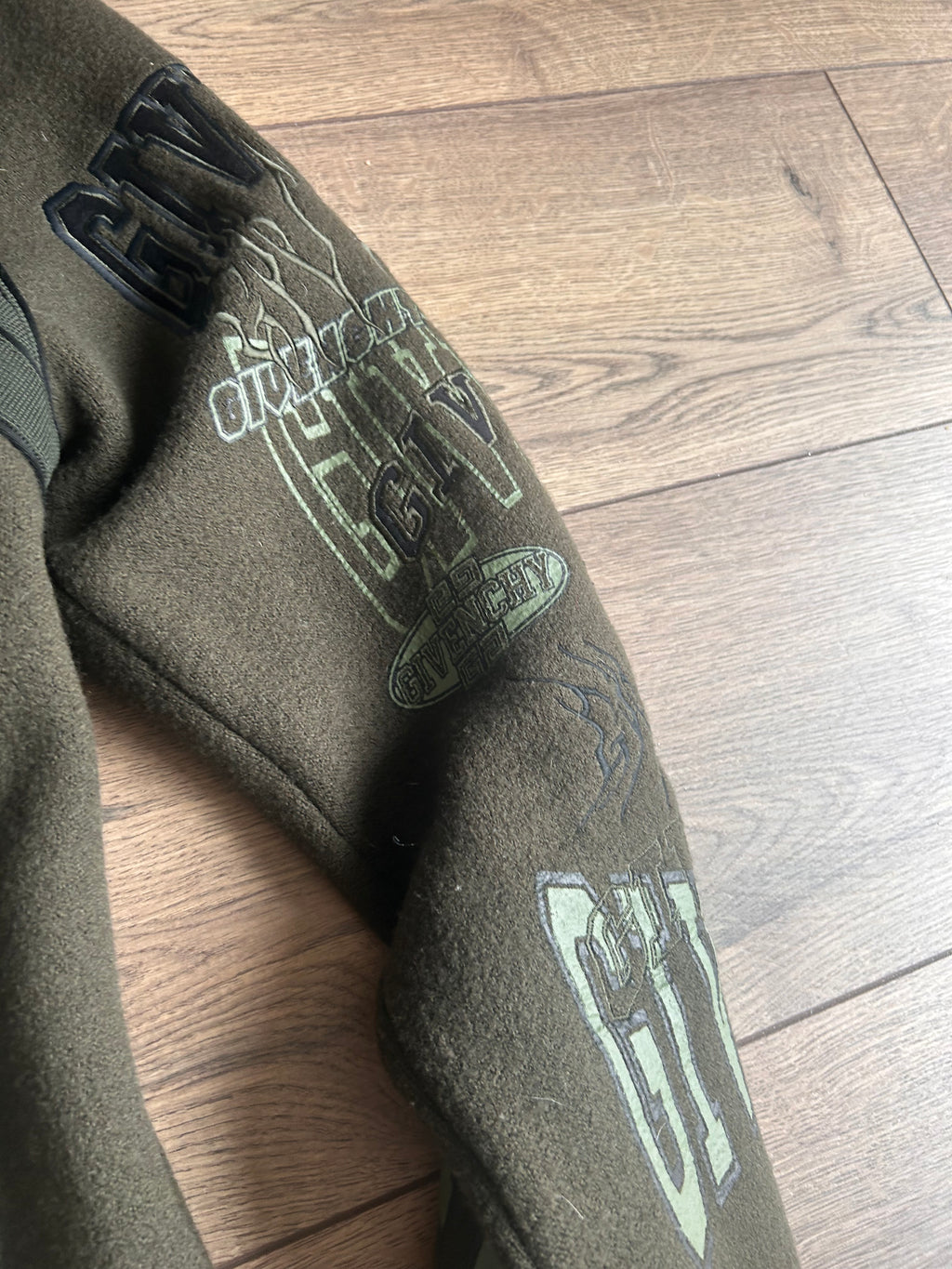 Hooded Givenchy Varsity Jacket - Military Green