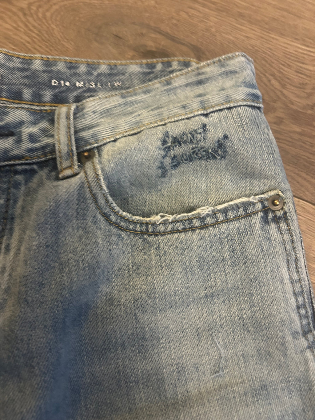 Saint Laurent Light Blue Stone washed Distressed Denim Jeans - RRP £470