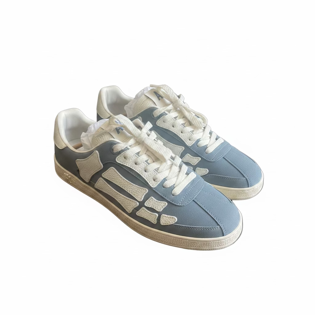 Brand New Amiri Pacific bones appliquéd suede sneaker