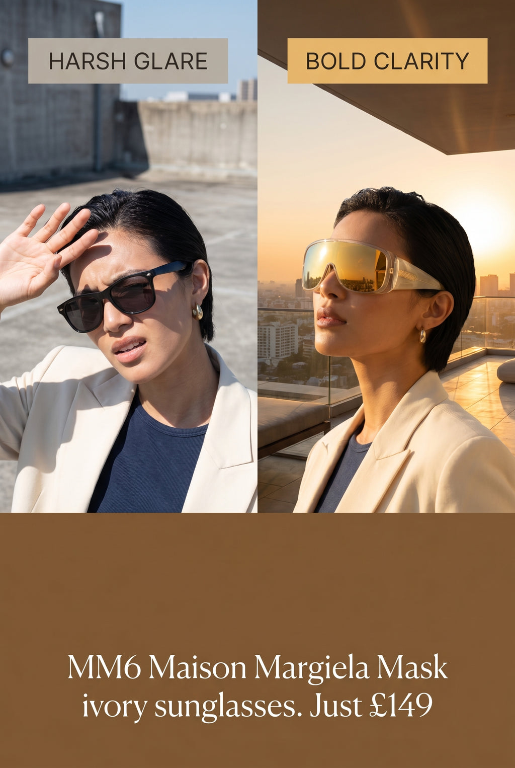 Brand New MM6 Maison Margiela MASK UNISEX - SUNGLASSES - Ivory